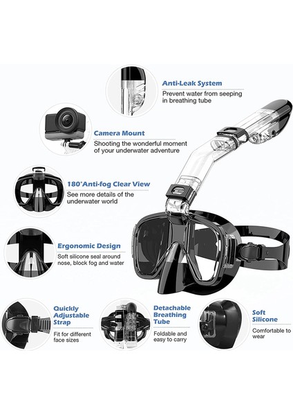 Dalış Maskesi Şnorkel Maskesi Su Geçirmez Buğu Önleyici Sıvı Silikon (Yurt Dışından) fiyatları