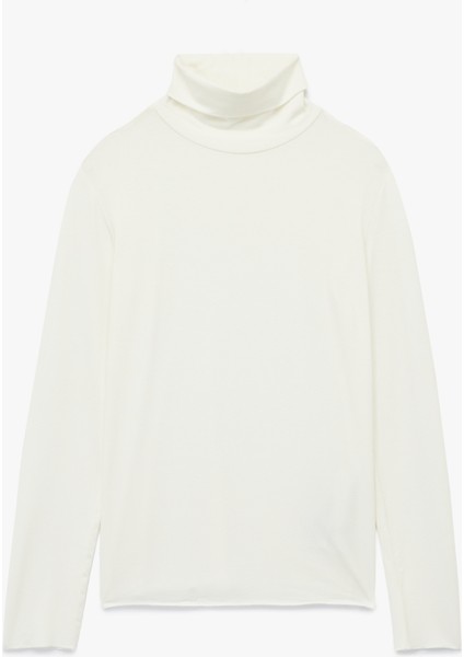 Slim Fit Viskon Kumaş Uzun Kollu Balıkçı Yaka Tişört modelleri