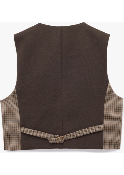 Düğmeli Slim Fit Ekose Blazer Yelek fiyatları