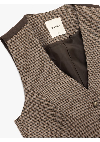 Düğmeli Slim Fit Ekose Blazer Yelek modelleri