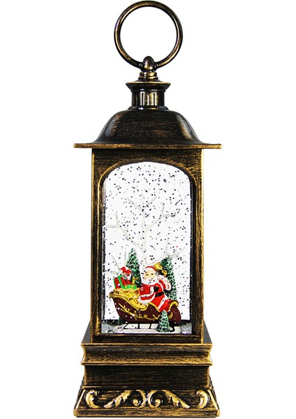 Nostaljik Kar Küresi Müzikli Pilli Işıklı Biblo Antik Eskitme 21 cm