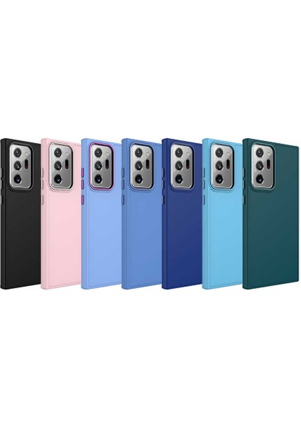 Galaxy Note 20 Ultra Kılıf Metal Çerçeve ve Buton Tasarımlı Silikon Zıvo Luna Kapak-Lavendery Gray fiyatları