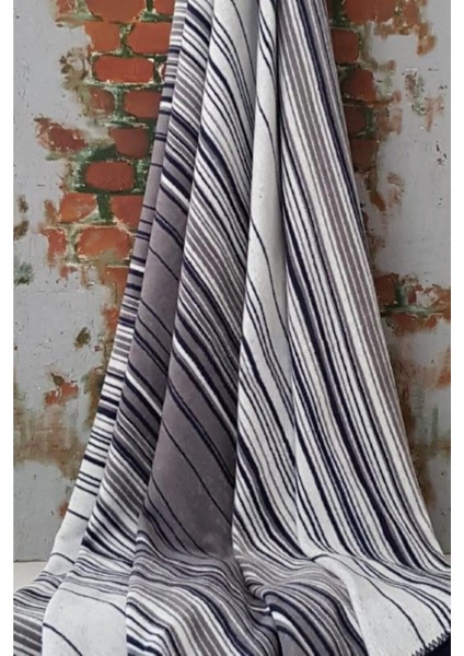 Pamuklu Tv Diz Battaniyesi Tek Kişilik 130x170 Striped Lacivert 3426