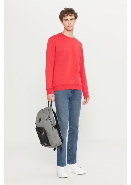 Erkek Kırmızı Standart Fit Normal Kesim Içi Polarlı 3 Iplik Bisiklet Yaka Pamuklu Sweatshirt fiyatları