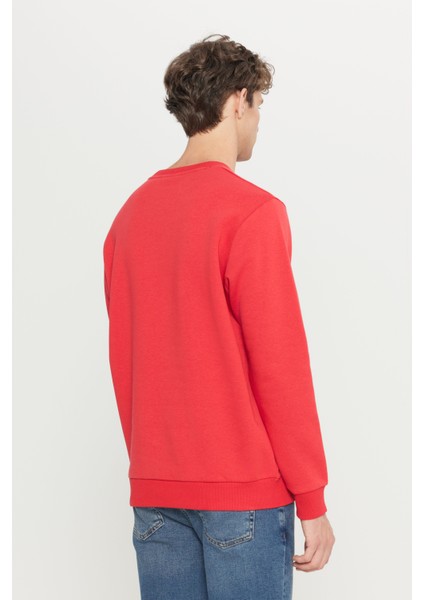 Erkek Kırmızı Standart Fit Normal Kesim Içi Polarlı 3 Iplik Bisiklet Yaka Pamuklu Sweatshirt indirimleri