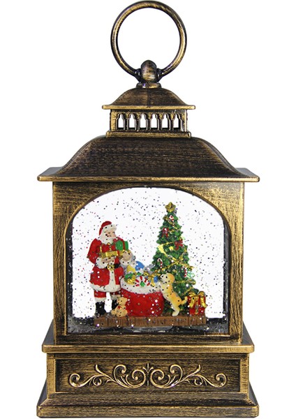 Yılbaşı Kar Küresi Müzikli Pilli Işıklı Dekoratif Biblo Antik Eskitme 18 cm