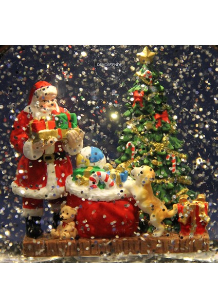 Yılbaşı Kar Küresi Müzikli Pilli Işıklı Dekoratif Biblo Antik Eskitme 18 cm modelleri