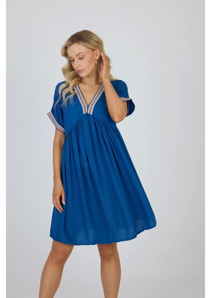 Viskon Elbise – Yazın Vazgeçilmezi Mavi modelleri