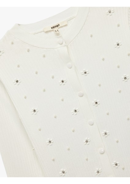 Düğmeli Uzun Kollu Bisiklet Yaka Triko Taşlı Hırka modelleri