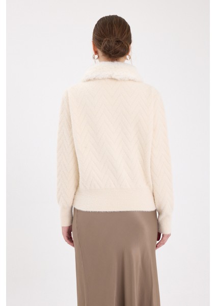 Natural Yaka Kürk Detaylı Kadın Hırka 6680 indirimleri