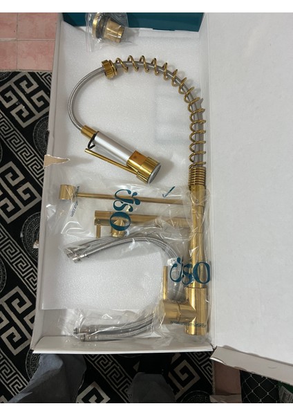 Gold Spiralli Çift Başlı Endüstriyel Lux Mutfak Musluk Evye Bataryası ( Tr. Yüksek Kalite ) fırsatları
