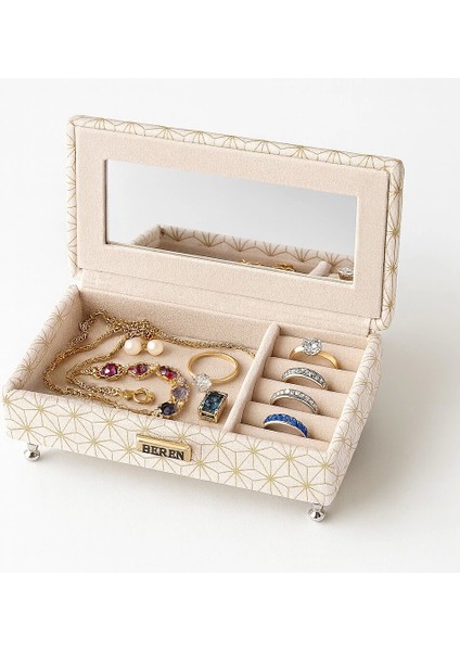 Berjer Figürlü Kadife Desenli Takı Bijuteri Mücevher Kutusu Biblo 24cm Krem Ithal Ürün modelleri