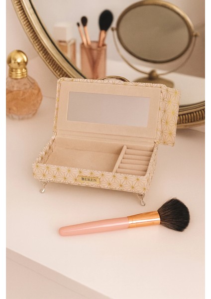 Berjer Figürlü Kadife Desenli Takı Bijuteri Mücevher Kutusu Biblo 24cm Krem Ithal Ürün indirimleri