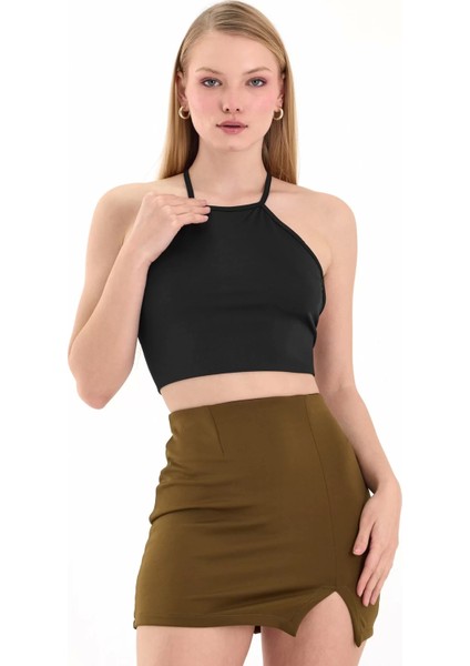 Kadın Siyah Sırtı Açık Crop Top BLZ-00254 fiyatları