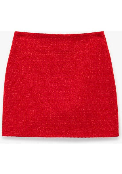 Slim Fit A Kesim Tüvit Mini Etek