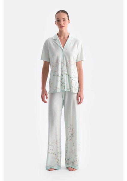 Çiçek Desenli Gömlek Pantolon Takım