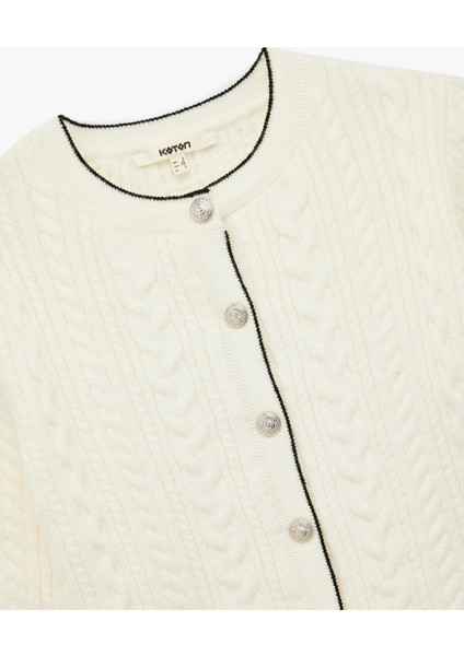 Saç Örgü Dokulu Uzun Kollu Bisiklet Yaka Triko Hırka modelleri