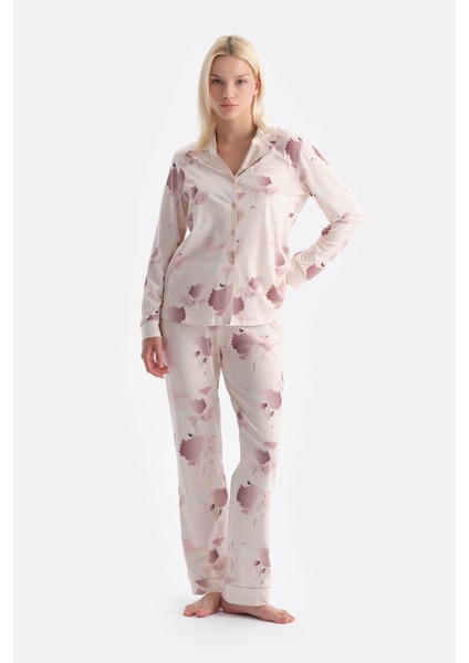 Çiçek Desenli Gömlek Pantolon Takım