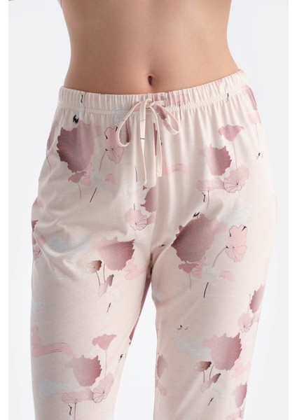 Çiçek Desenli Gömlek Pantolon Takım