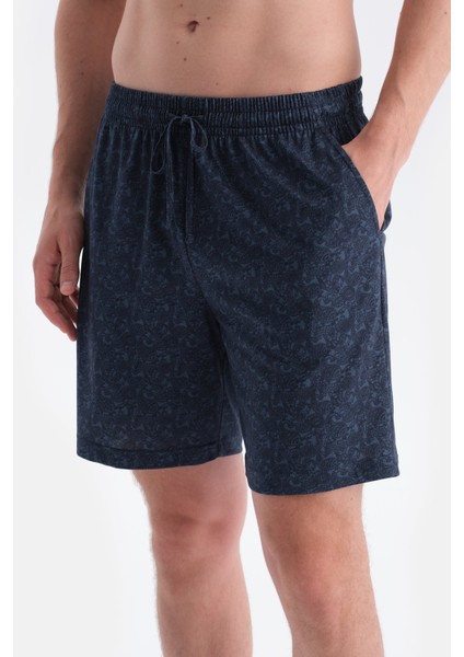 Kısa Kollu Polo Yaka Altı Desenli Tişört Şort Takım