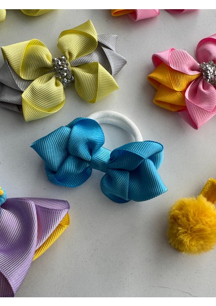 Fiyonklu Saç Tokası 7'li – Renkli Set, Günlük & Okul modelleri