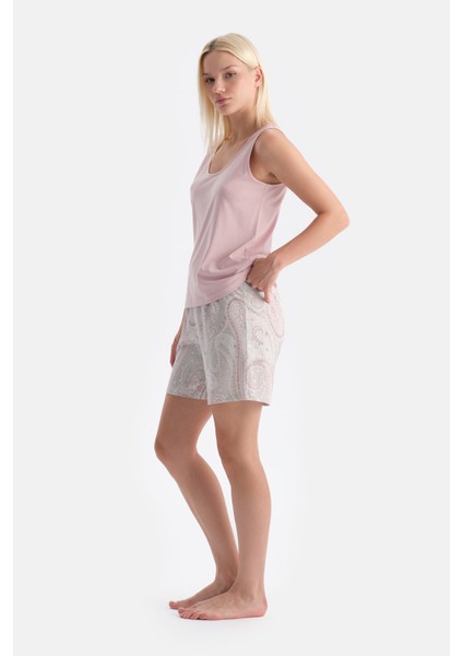 Kalın Askılı Şortu Baskılı Atlet Şort Takım modelleri