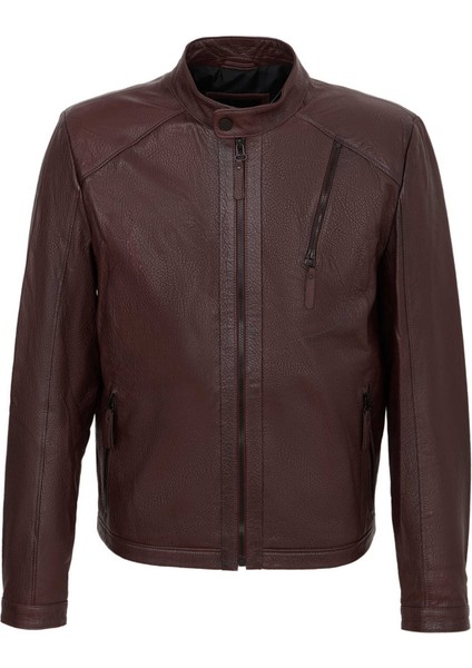 Bordo Hakiki Deri Erkek Hakiki Deri Mont - E22KDM310381-R4X