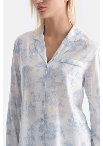 Manzara Baskılı Gömlek Pantolon Takım indirimleri