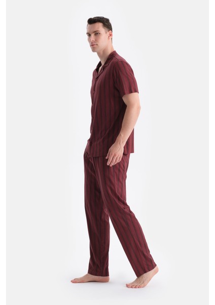 Kısa Kollu Çizgili Gömlek Pantolon Takım modelleri