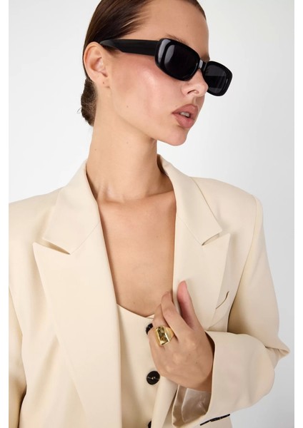 Kadın Yelek, Ceket ve Pantolonlu Üçlü Takım - Krem modelleri