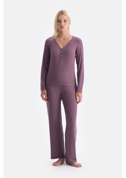 Uzun Kollu V Yaka Kaşkorse Tişört Pantolon Takım fırsatları