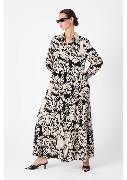 Otantik Desenli Elbise - Siyah fiyatları