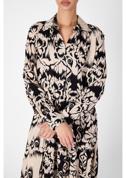 Otantik Desenli Elbise - Siyah modelleri