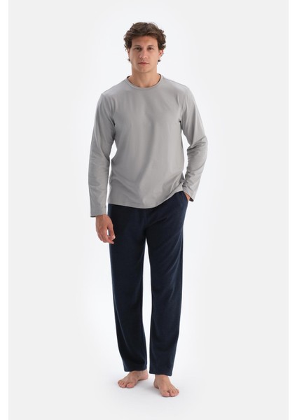 Lacivert Boru Paça Örme Pantolon