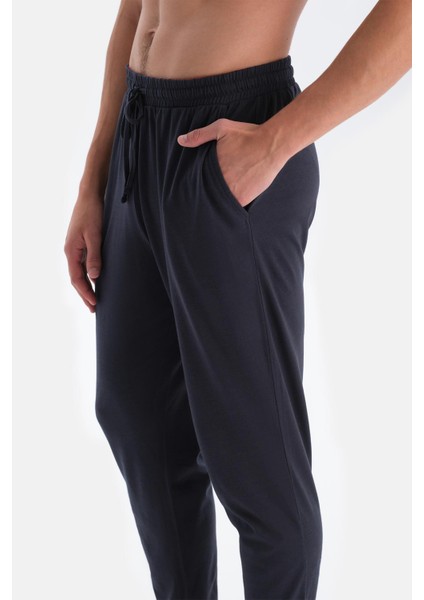 Mavi Yarım Patlı Uzun Kollu Jogger Pantolonlu Pijama Takımı indirimleri