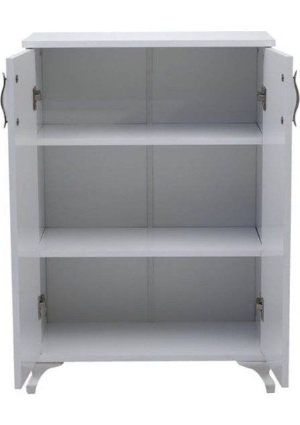 Moda Ahşap Çok Amaçlı 2 Kapaklı 3 Raflı Dolap ve Ayakkabılık, Mutfak Erzak Dolabı - Beyaz fiyatları