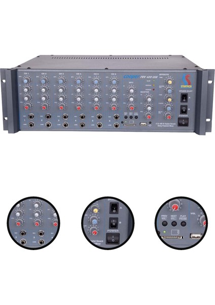 Cooper REV-400T USB 400 Watt Hat Trafolu Reverbli Cami Anfisi ve Çok Amaçlı Power Mixer fiyatları