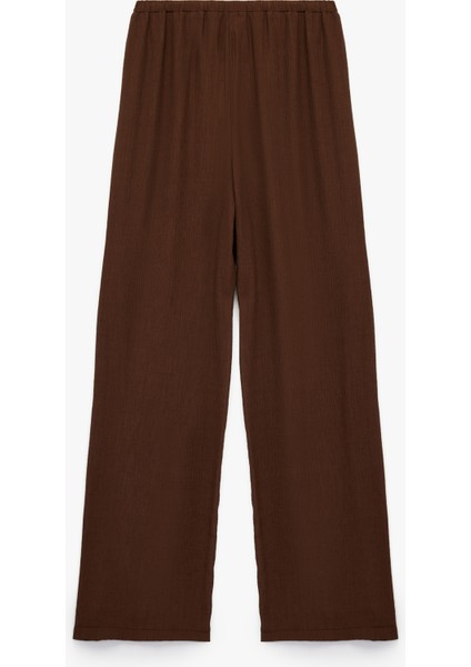 Geniş Paça Rahat Kalıp Beli Bağcıklı Krinkıl Viskon Pantolon fiyatları