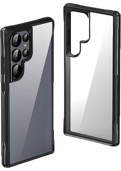 Galaxy S24 Ultra Kılıf Şeffaf Sert Pc Arka Yüzey Tasarımlı Zıvo Edo Kapak-Siyah