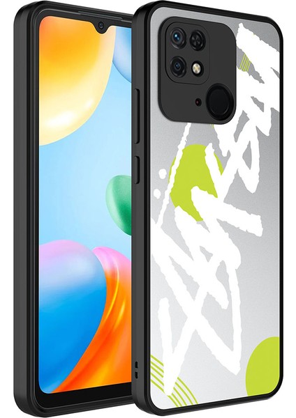 Xiaomi Redmi 10C Kılıf Aynalı Desenli Kamera Korumalı Parlak Zıvo Mirror Kapak-Yazı
