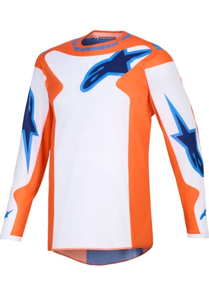 Fluid Grid Off-Road Motosiklet Jerseyi Oranj Mavi Beyaz