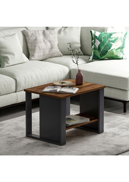 Boss Ofis Sehpası Antrasit Kemençe, Orta Sehpa, Dekoratif Sunum Sehpası