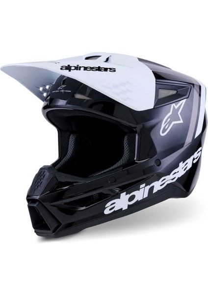 Sm3 Radium Off-Road Kaskı Siyah Beyaz Gri