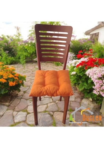 4 Adet Turuncu Pofidik Su ve Leke Itici Bağcıklı Sandalye Minderi 40X40 cm modelleri
