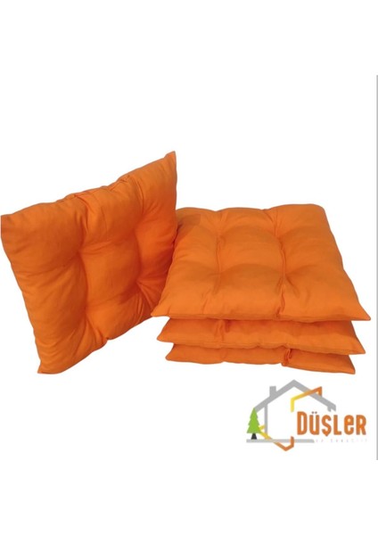 4 Adet Turuncu Pofidik Su ve Leke Itici Bağcıklı Sandalye Minderi 40X40 cm indirimleri