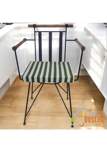 40X40 Yeşil Beyaz Çizgili Su ve Leke Itici Fermuarlı Bağcıklı Sandalye Minderi 5 cm fırsatları