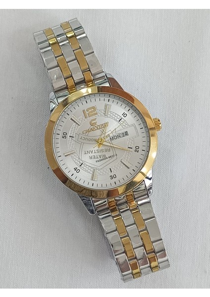 Çelik Kordonlu, Takvim Göstergeli, Su Geçirmez, 2 Yıl Garantili Altın Sarısı Kaplama Erkek Kol Saati indirimleri