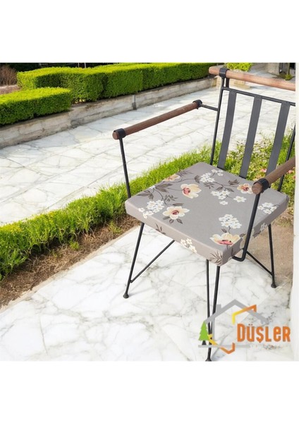 40X40 Çiçek Desenli Açık Kahverengi Saten Fermuarlı Bağcıklı Sandalye Minderi 5 cm fiyatları