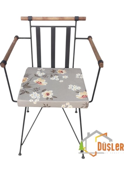 40X40 Çiçek Desenli Açık Kahverengi Saten Fermuarlı Bağcıklı Sandalye Minderi 5 cm modelleri