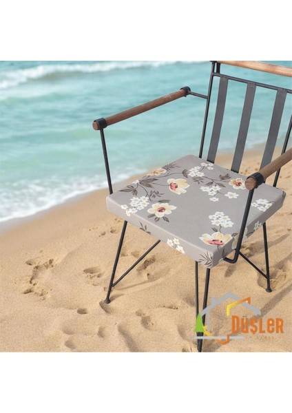 40X40 Çiçek Desenli Açık Kahverengi Saten Fermuarlı Bağcıklı Sandalye Minderi 5 cm fırsatları